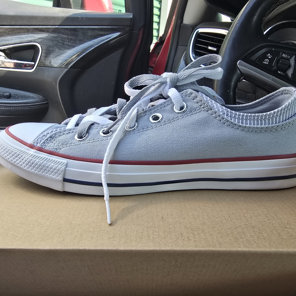 Converse Gray and White Athletic Shoes with Low-Top Design